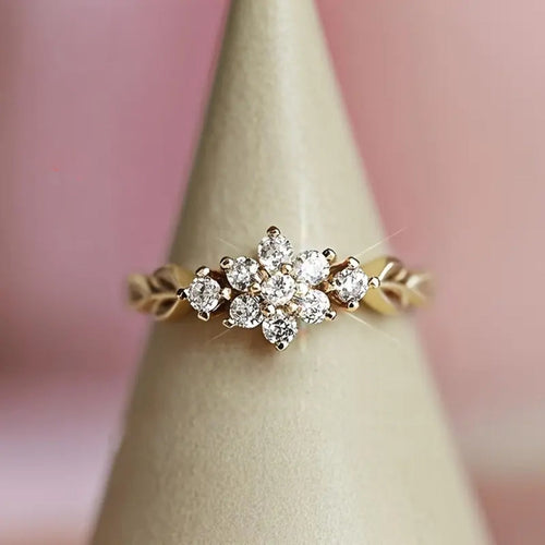 Crystal Flower White Gold Ring