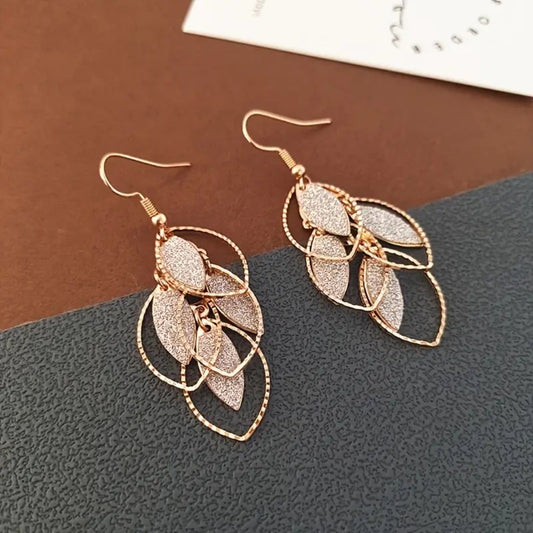 Rose Dangle Leaf Earrings