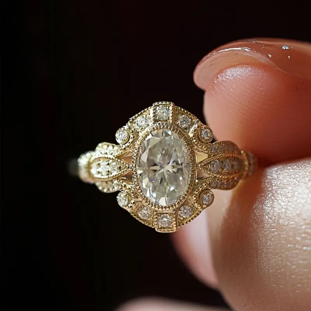 Zirconia Mandala Gold Ring