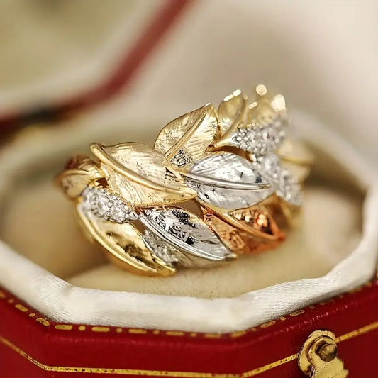 Gold & Silver Leaf Trail Ring