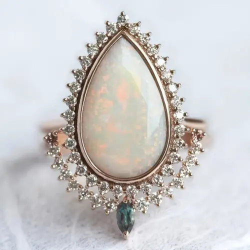 Drop Opal Zirconia Ring