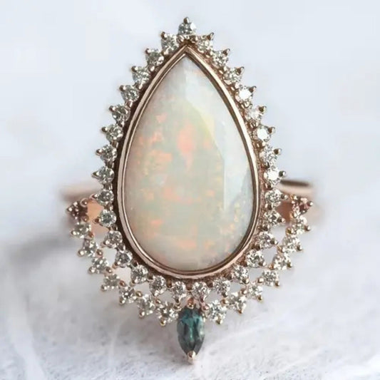 Drop Opal Zirconia Ring