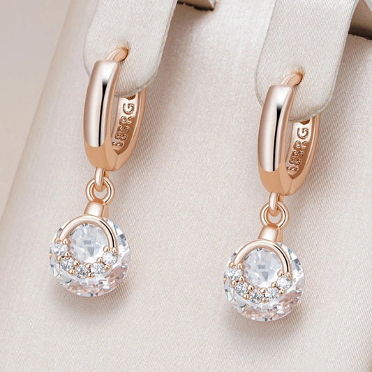 Elegant White Rounded Crystal Earrings