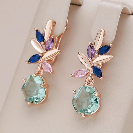 Elegant Colorful Crystal Flower Earrings