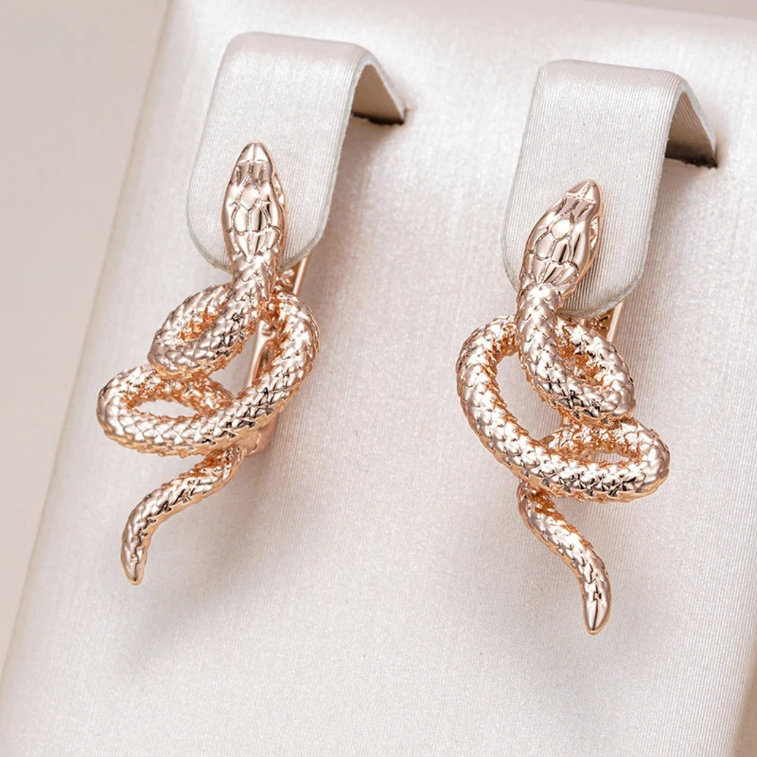 Elegant Serpent Gold Earrings