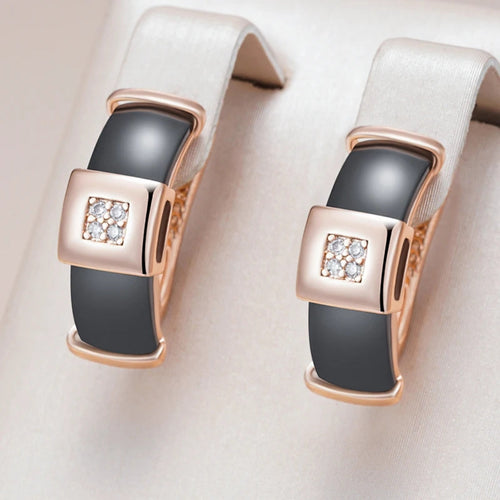 Elegant Black Gold Earrings