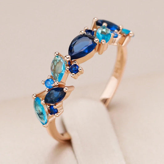 Elegant Blue Crystalline Ring