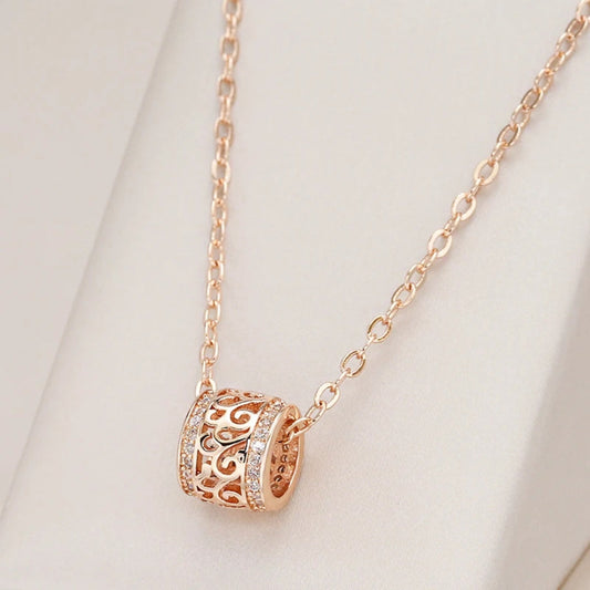 Elegant Golden Hollow Pendant Necklace