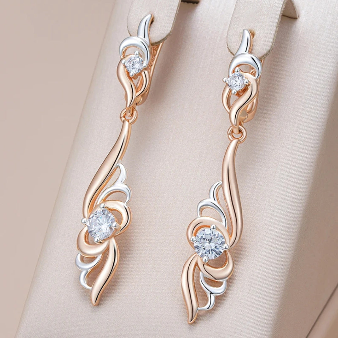Elegant Dangling Silver & Gold Earrings