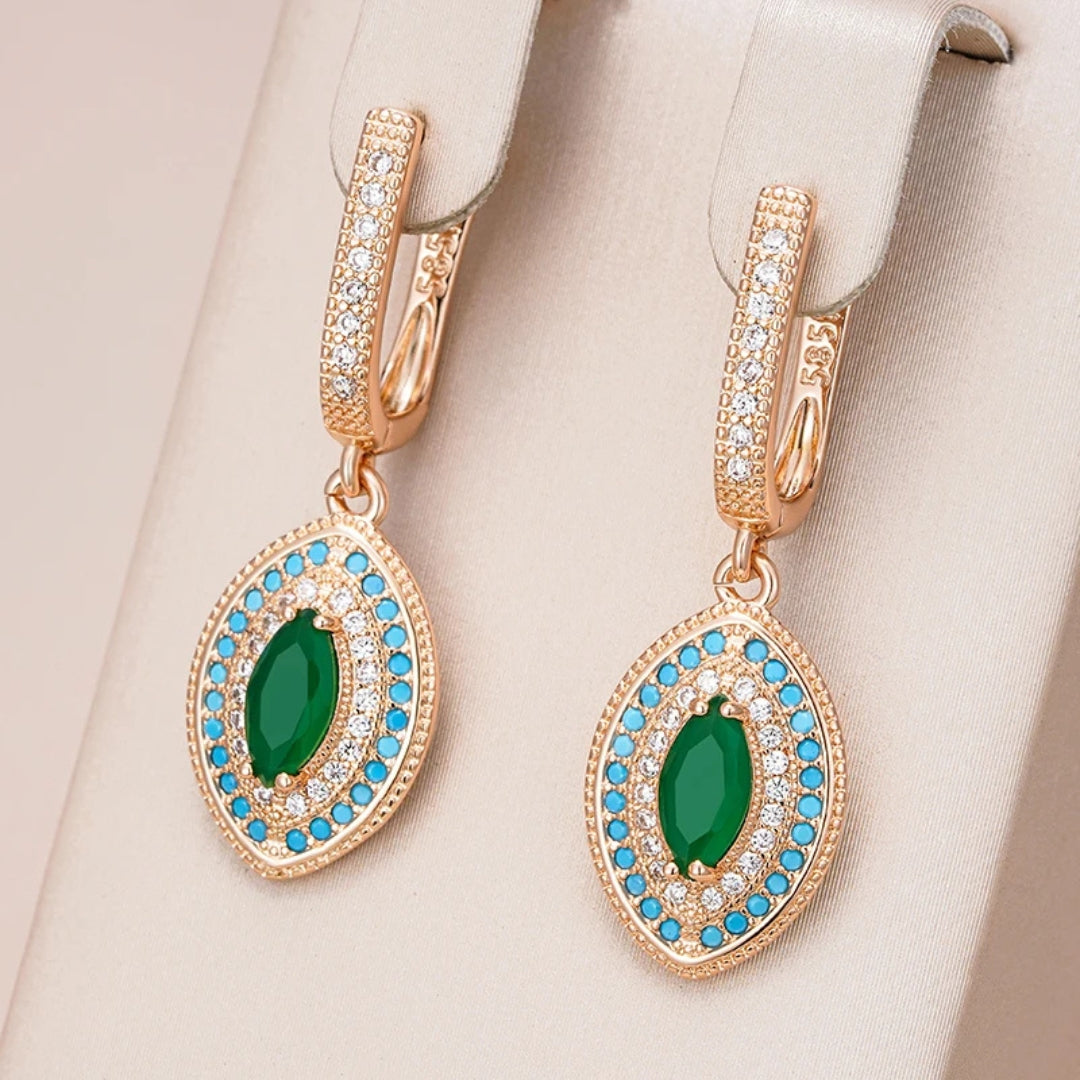 Elegant Blue & Green Mandala Earrings