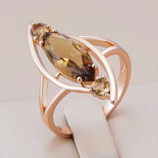Elegant Orange Oval Glass Ring
