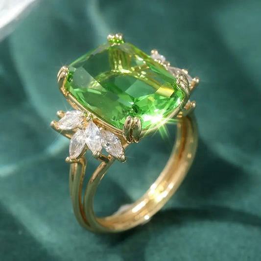Olive Crystalline Golden Ring