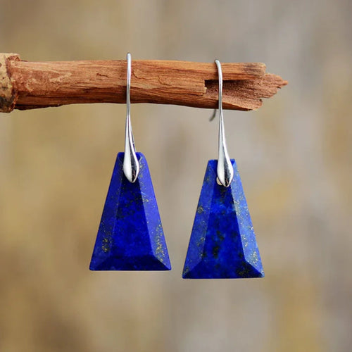 Blue Nature Stone Silvered Earrings