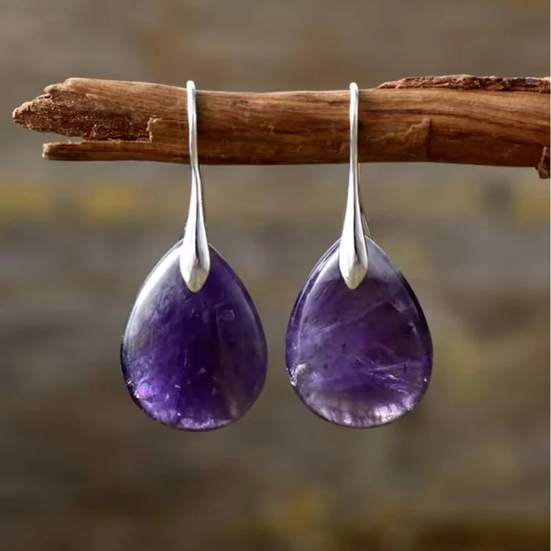 Violet Drop Nature Stone Earrings