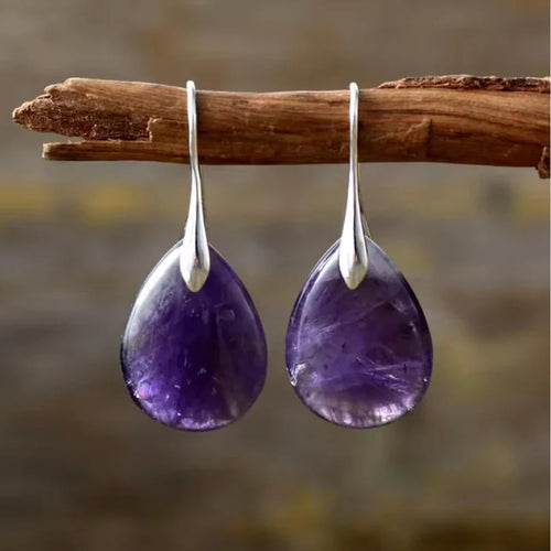 Violet Drop Nature Stone Earrings