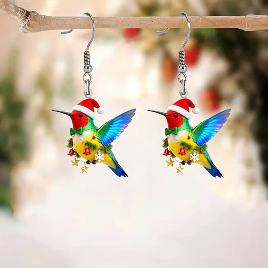 Hummingbird Christmas Earrings